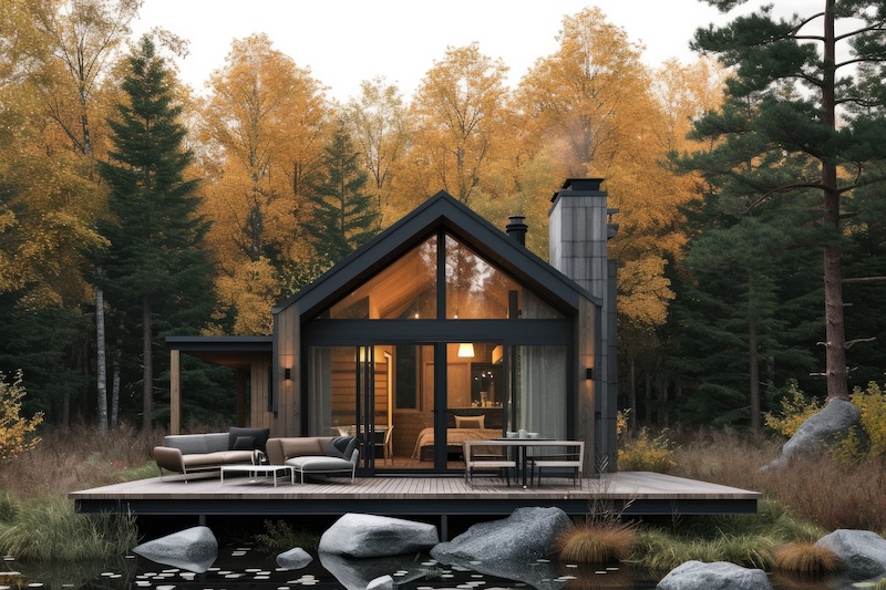 Vackert fritidshus intill vatten